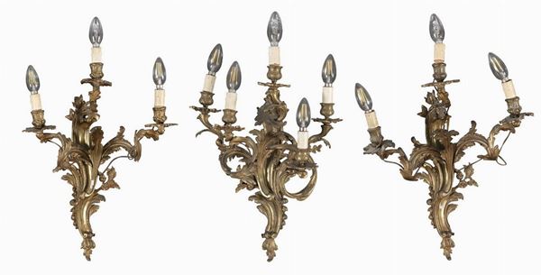 TRE APPLIQUES IN BRONZO DORATO