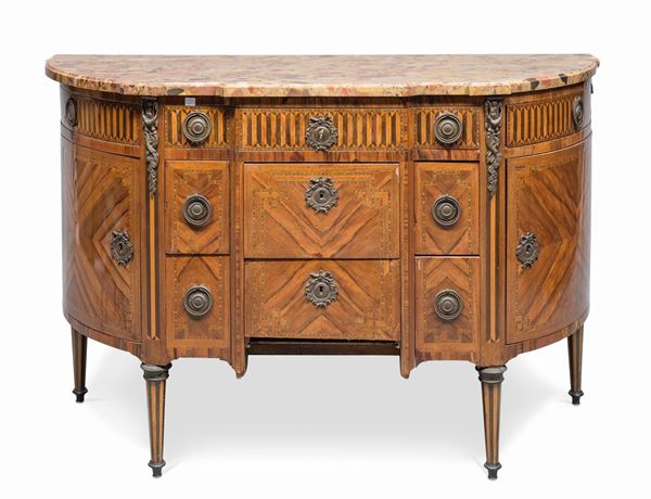 CREDENZA A DEMILUNE FRANCESE TRANSIZIONE
