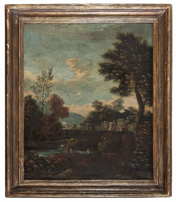 DIPINTO PAESAGGIO DI SCUOLA ROMANA