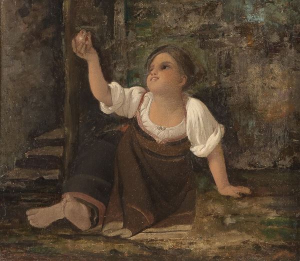 DIPINTO BAMBINA CON MELOGRANO