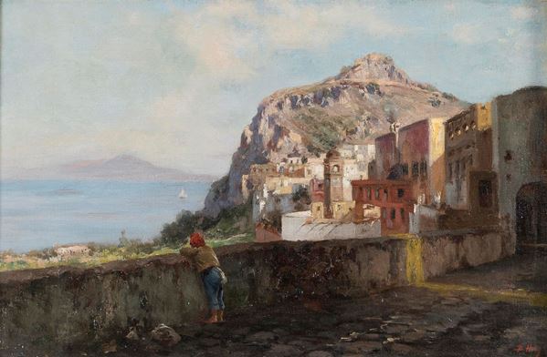 DIPINTO VEDUTA VESUVIO DI BERNARDO HAY