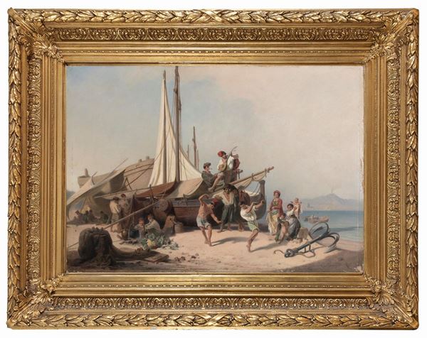 DIPINTO PESCATORI DANZANTI DI ERNST SCHWEINFURTH