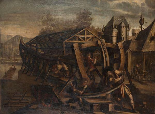 DIPINTO ARCA DI NOÈ DELLA CERCHIA DEI CAMPI