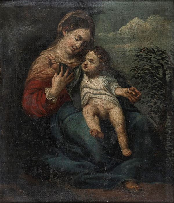 DIPINTO MADONNA COL BIMBO DI SCUOLA PARMENSE