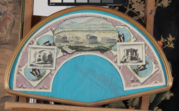 TEMPERA PAESTUM SU CARTA DI VENTAGLIO
