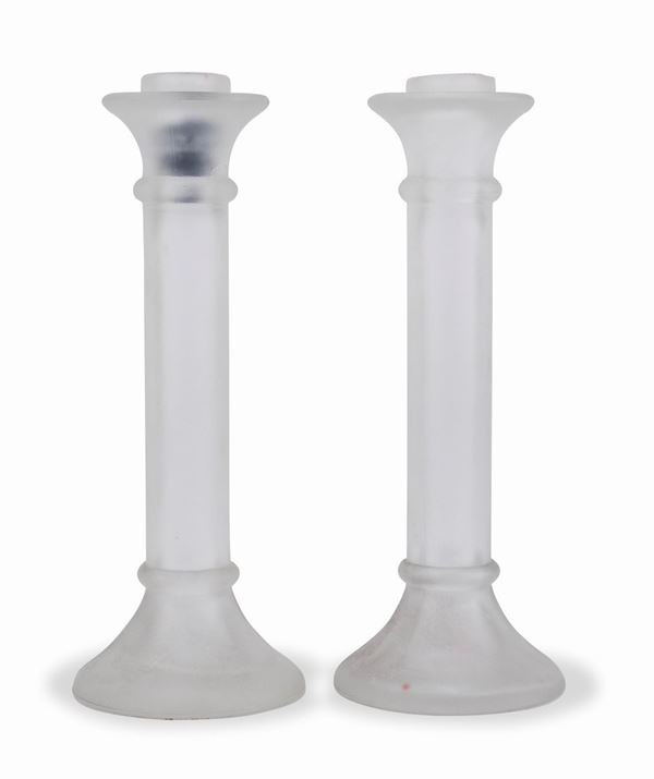 COPPIA DI CANDELIERI IN OPALINE