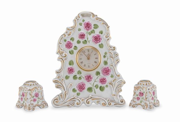 OROLOGIO E DUE BUGIE IN PORCELLANA SVIZZERA