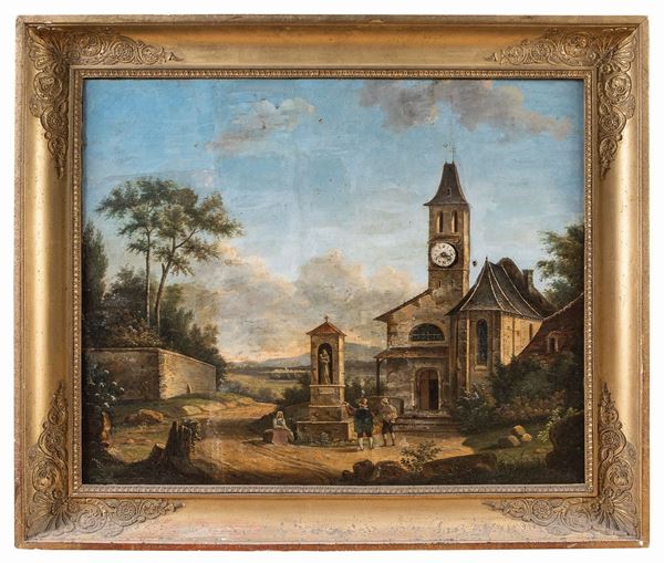 DIPINTO FRANCESE CON OROLOGIO