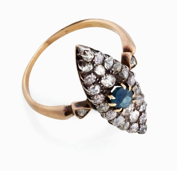 ANELLO CON ZAFFIRI E DIAMANTI