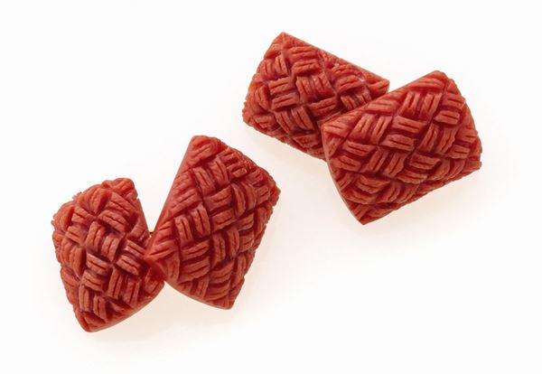 COPPIA DI GEMELLI CON CORALLI