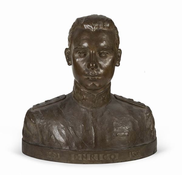 BUSTO DI GIOVANE UFFICIALE IN BRONZO