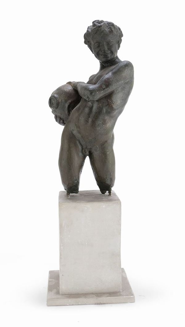 SCULTURA DI GIOVANE CON ANFORA IN GESSO