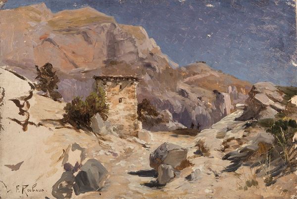 DIPINTO PAESAGGIO F.TO FRANZ ALEKSEEVIC ROUBAUD
